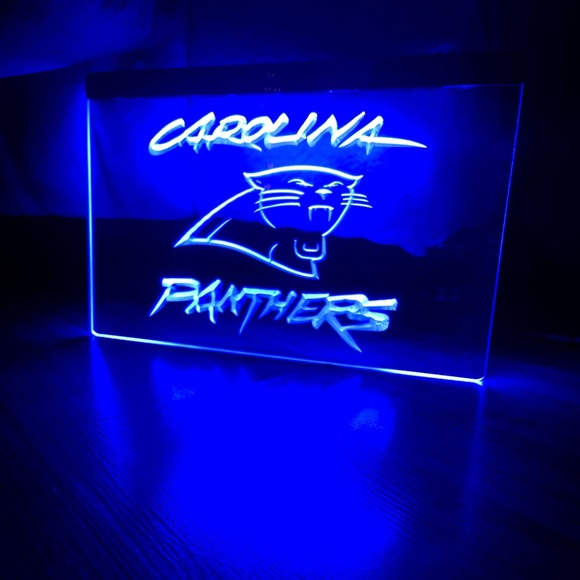 CAROLINA PANTHERS LED NEON BLUE LIGHT SIGN 8x12 - Picture 2 of 3